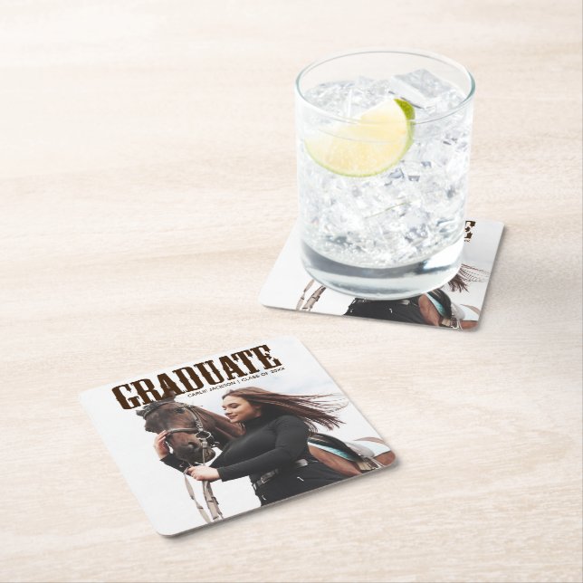 Posavasos Cuadrado De Papel Graduación de Novia Graduada de Foto Graduada en C (In situ)