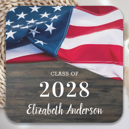 Posavasos Cuadrado De Papel Graduación militar rusa patriota bandera estadouni