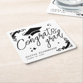 Posavasos Cuadrado De Papel Graduación Personalizada Elegante Escritura Estrel