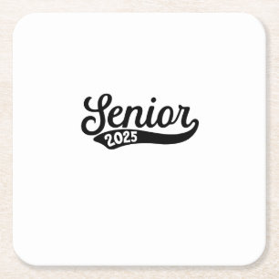 Posavasos Cuadrado De Papel Graduación Senior 2025 El último día de la escuela