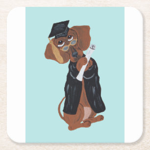 Posavasos Cuadrado De Papel Graduado de Dachshund