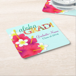 Posavasos Cuadrado De Papel Graduado Luau hawaiano - prácticos de costa de la