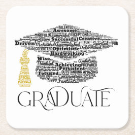 Posavasos Cuadrado De Papel Graduate Words Graduate Graduation Cap Fiesta