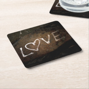 Posavasos Cuadrado De Papel Graffiti de amor blanco