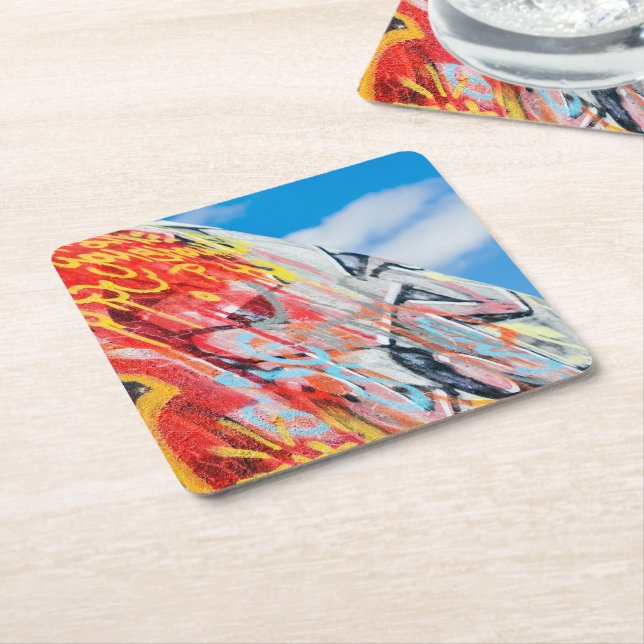 Posavasos Cuadrado De Papel graffiti planetario (En perspectiva)