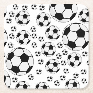 Posavasos Cuadrado De Papel Gráfico clásico de balón de fútbol para fanáticos