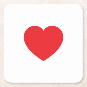 Posavasos Cuadrado De Papel Gráfico de corazón de amor rojo blanco moderno sim