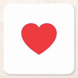 Posavasos Cuadrado De Papel Gráfico de corazón de amor rojo blanco moderno sim