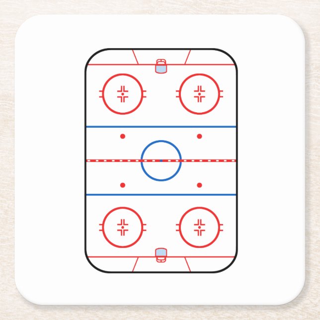 Posavasos Cuadrado De Papel Gráfico de juego de hockey diagrama de pista de hi (Anverso)