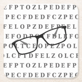 Posavasos Cuadrado De Papel Gráfico de prueba de vista y gafas divertidas para