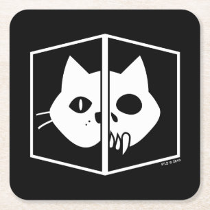 Posavasos Cuadrado De Papel Gráfico del gato de Schrödinger