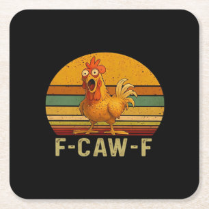 Posavasos Cuadrado De Papel Gráfico Vintage Esencial de Pollo F-Caw-F