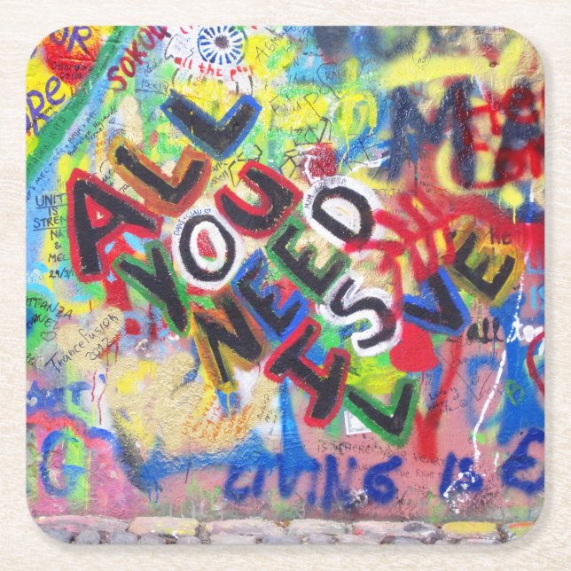 Posavasos Cuadrado De Papel Grafiti Love Coasters (Anverso)