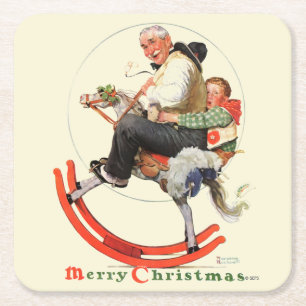 Posavasos Cuadrado De Papel Gramps en caballo mecedora