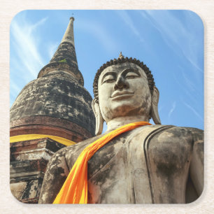 Posavasos Cuadrado De Papel Gran Buda en Ayutthaya, Tailandia