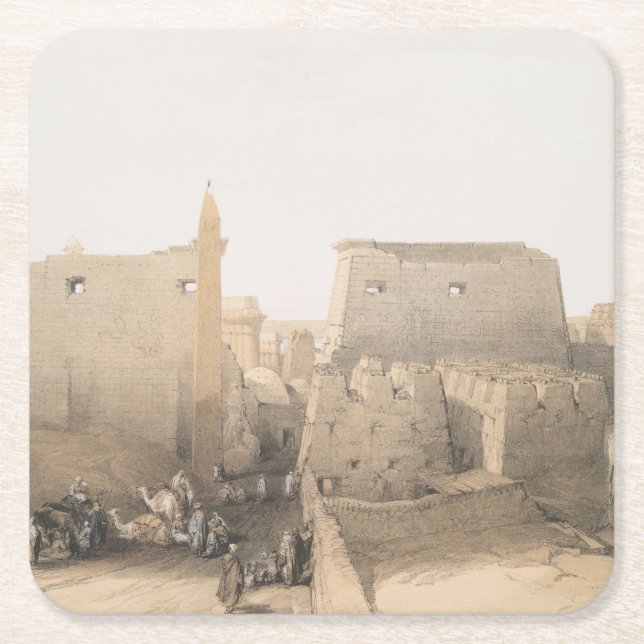 Posavasos Cuadrado De Papel Gran entrada al Templo de Luxor, Egipto (Anverso)