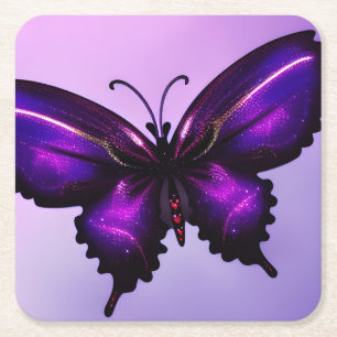 Posavasos Cuadrado De Papel Gran Mariposa Púrpura