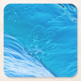 Posavasos Cuadrado De Papel Gran ola de agua azul