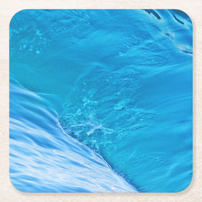Posavasos Cuadrado De Papel Gran ola de agua azul (Anverso)