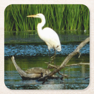 Posavasos Cuadrado De Papel Gran Papel Egret