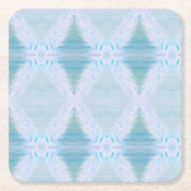 Posavasos Cuadrado De Papel Gran pluma blanca (Anverso)