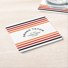 Posavasos Cuadrado De Papel Gran Teton Cabina Club Personalizado Escudo Estamp