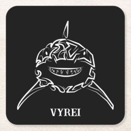 Posavasos Cuadrado De Papel Gran tiburón blanco y negro tribal