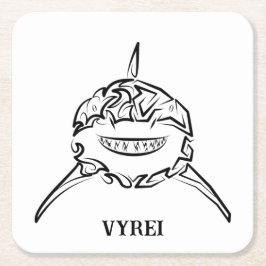 Posavasos Cuadrado De Papel Gran tiburón blanco y negro tribal