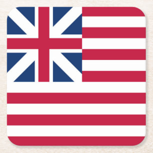 Posavasos Cuadrado De Papel Grand Union, 1ª bandera de las colonias de EE. UU.