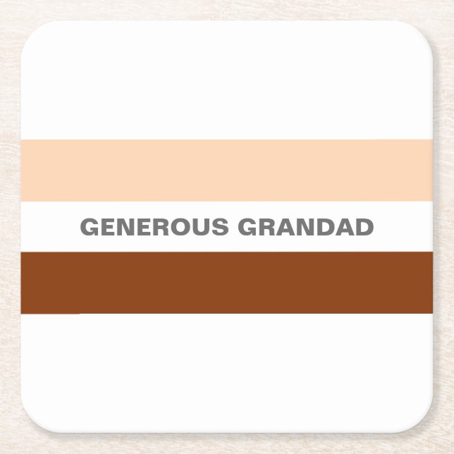 Posavasos Cuadrado De Papel Grandad especial Peach y Brown (Anverso)