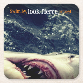 Posavasos Cuadrado De Papel Grandes mandíbulas de tiburón blanco