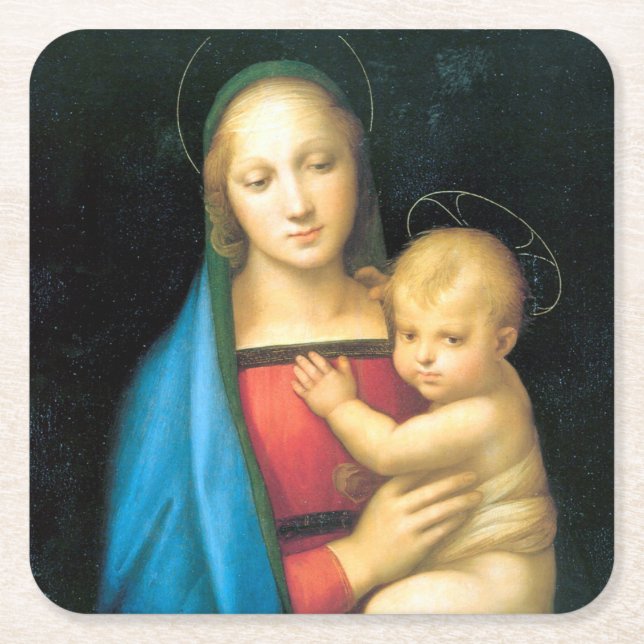 Posavasos Cuadrado De Papel Granduca Madonna, Raphael (Anverso)