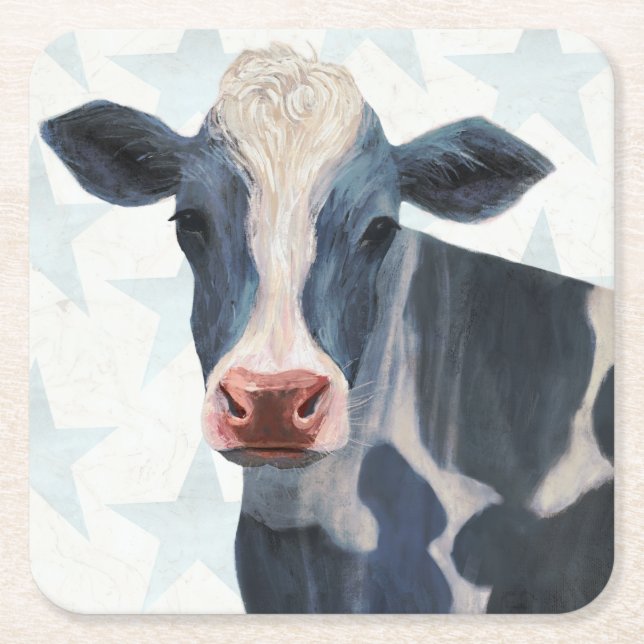 Posavasos Cuadrado De Papel Granja Patriótica - Vaca (Anverso)