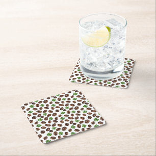 Posavasos Cuadrado De Papel Grano de Café Irlandés y Diseño Divertido de Trébo