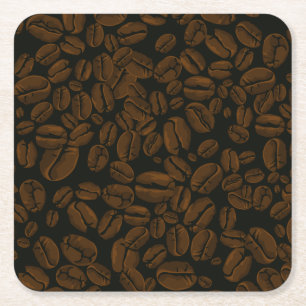 Posavasos Cuadrado De Papel Granos de Café Tostados