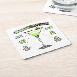Posavasos Cuadrado De Papel GRASSHOPPER Cocktail Recipe Art