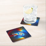 Posavasos Cuadrado De Papel Gravitational Blueshift<br><div class="desc">Representación fractal multicolor de la elevación de la radiación azul gravitacional; el desplazamiento de la luz hacia el extremo azul del espectro que ocurre a medida que los fotones se vuelven más enérgicos cuando caen en un pozo gravitatorio. Personalizar agregando su propio texto. A diferencia de la más comúnmente conocida...</div>