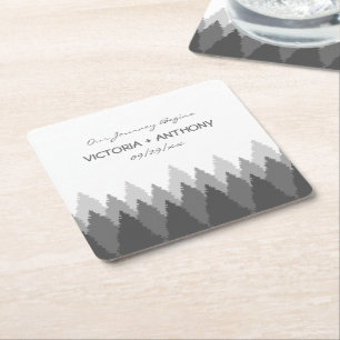 Posavasos Cuadrado De Papel Gray Forest Range Woodland Boda