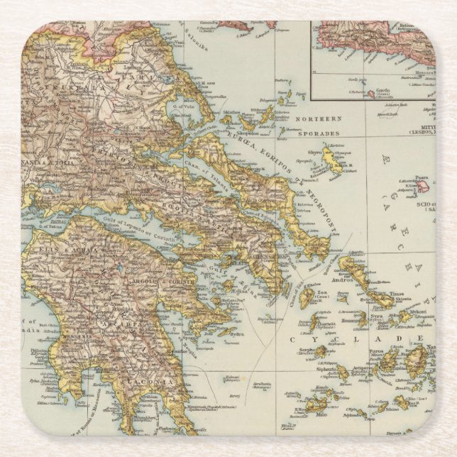 Posavasos Cuadrado De Papel Grecia 4 (Anverso)