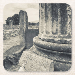 Posavasos Cuadrado De Papel Grecia, ruinas de la ciudad antigua