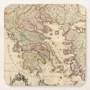 Posavasos Cuadrado De Papel Grecia y Macedonia