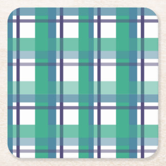 Posavasos Cuadrado De Papel Green And Purple Tartan Pattern