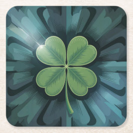 Posavasos Cuadrado De Papel Green Clover Blue Camo Coaster Set