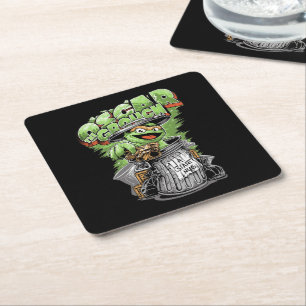 Posavasos Cuadrado De Papel Green Garbage Monster
