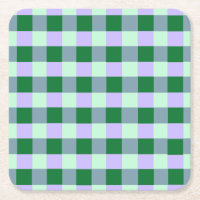 Green & Lavender Gingham Stripes Karo Pattern