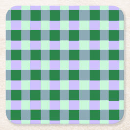 Posavasos Cuadrado De Papel Green & Lavender Gingham Stripes Karo Pattern