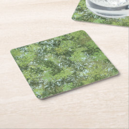 Posavasos Cuadrado De Papel Green Leaf Trees With Blue Sky Peaking Through Art