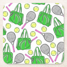 Posavasos Cuadrado De Papel Green Pink Tennis Preppy