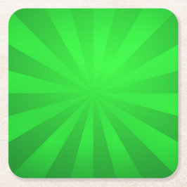 Posavasos Cuadrado De Papel Green Retro Sunburst
