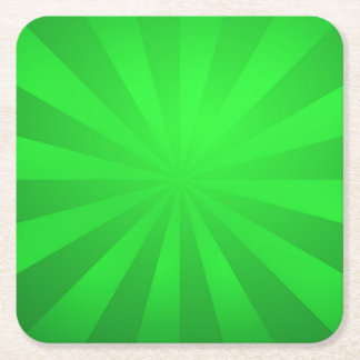 Posavasos Cuadrado De Papel Green Retro Sunburst
